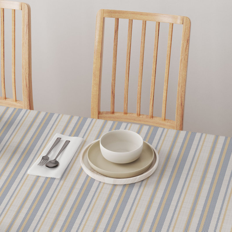 Rectangular Striped Cotton Twill Tablecloth