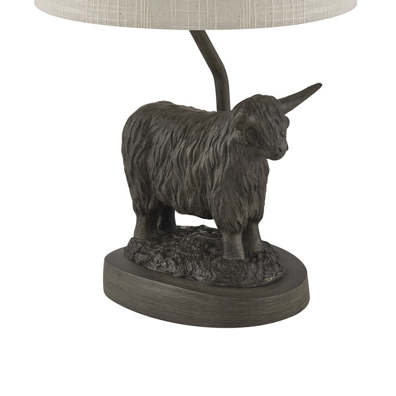 19" Brown Resin Highland Cow Table Lamp