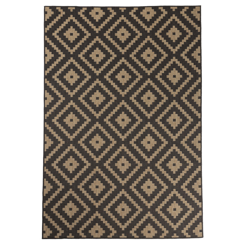 Tapis décoratif intérieur/extérieur à motif géométrique brun Walley, Rectangle 7 pi 10 po x 10 pi
