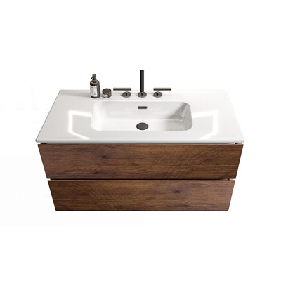 Meuble-lavabo mural avec lavabo en céramique