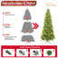 Arbre de Noël mince de 9 pi avec 650 lumières DEL, 2152 pointes en PE + PVC, conception à charnières peu encombrante, installation facile, support en métal robuste, arbre à crayons réaliste pour les petits espaces-1228433904-1228433917