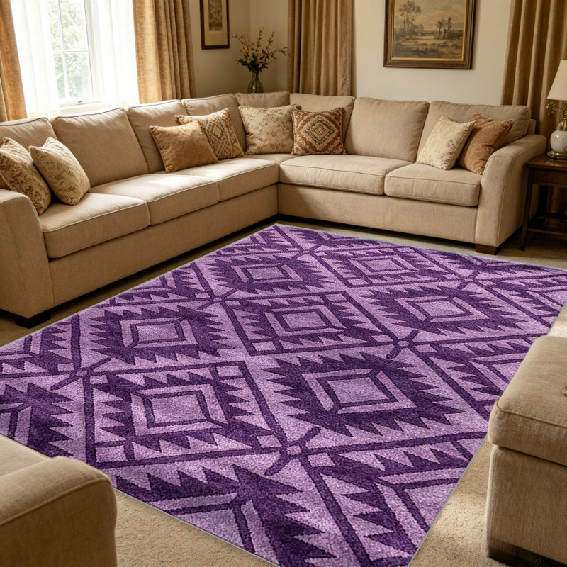 Purple Southwestern Geometric carpet-easy to clean, machine-washable, soft and comfortable; suitable for door mats, kitchens, living rooms, bedrooms, corridors, and laundry areas. Easy to clean, durable carpet for home decoration.