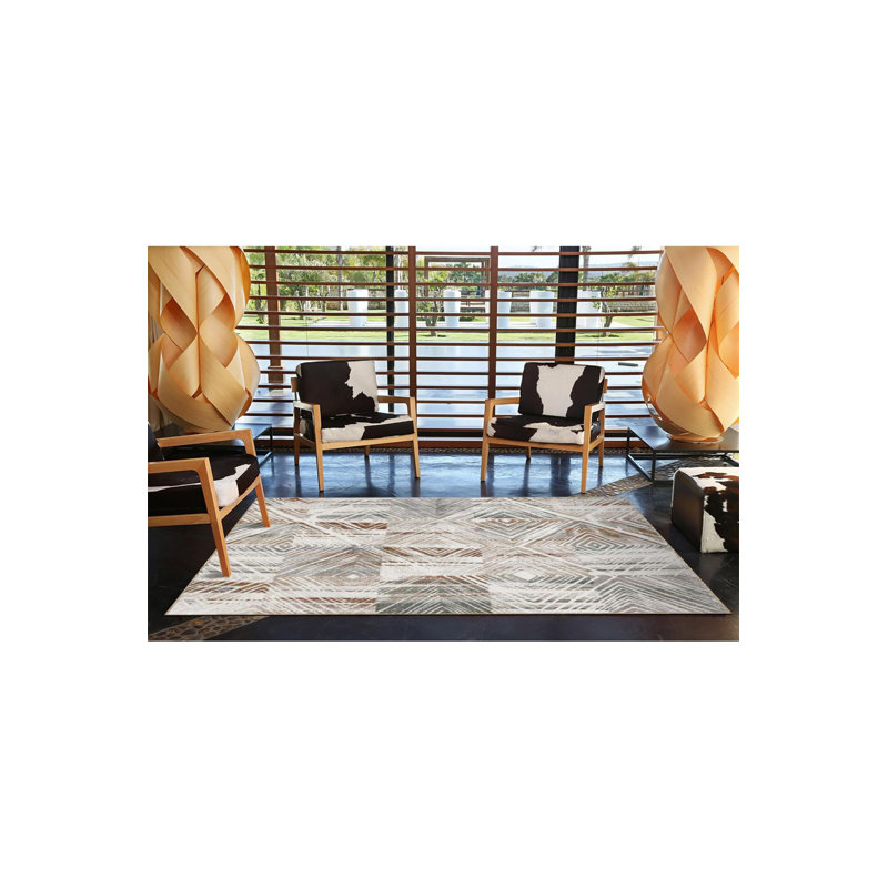 Tapis crème lavable à la machine à motif géométrique crème, Tapis de couloir 3 pi 3 po x 6 pi 7 po inclus
