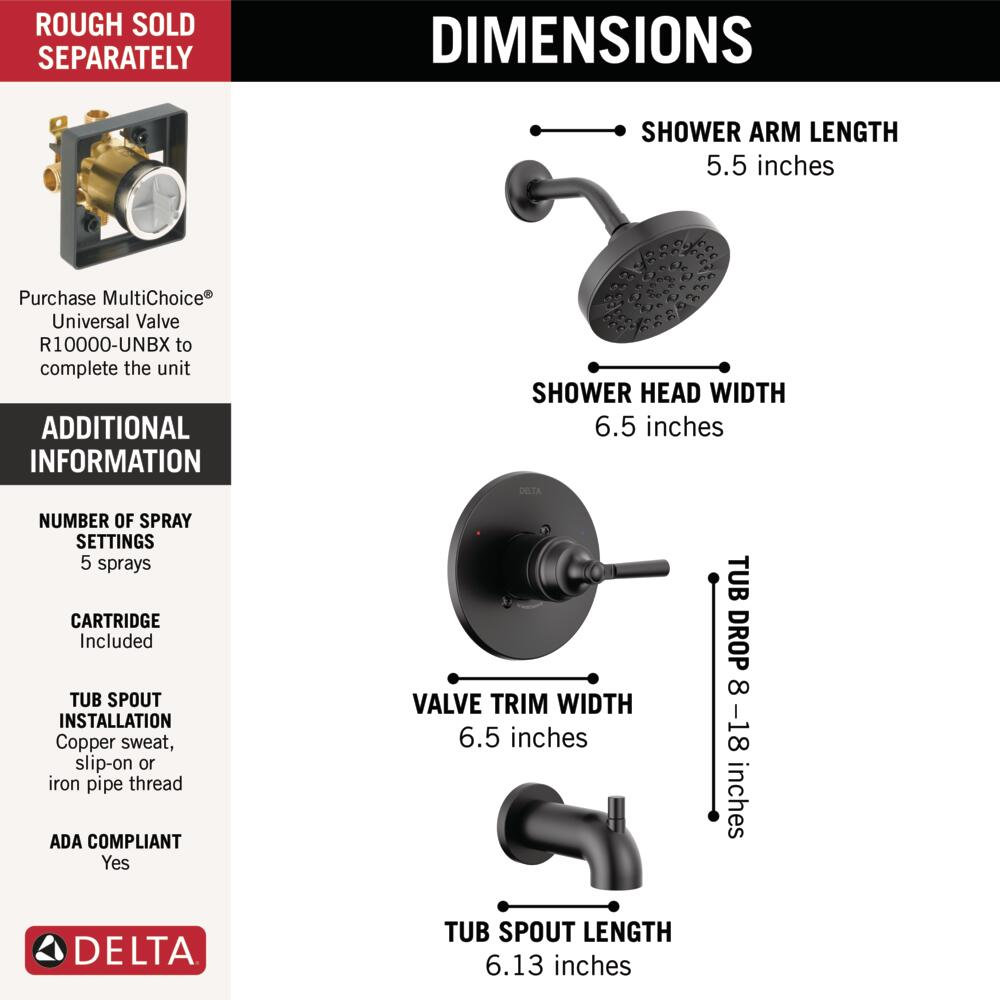 SAYLOR™ Single-Function Tub and Shower Set, Matte Black