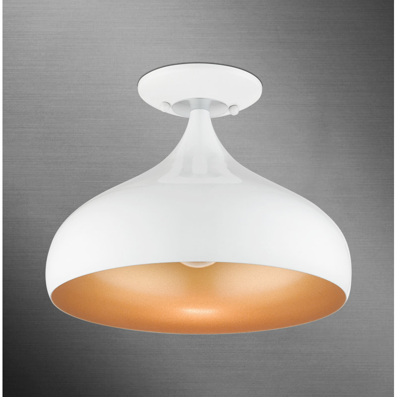 Plafonnier semi-encastré 1 lumière 11,75 po Fiddletown, Blanc brillant