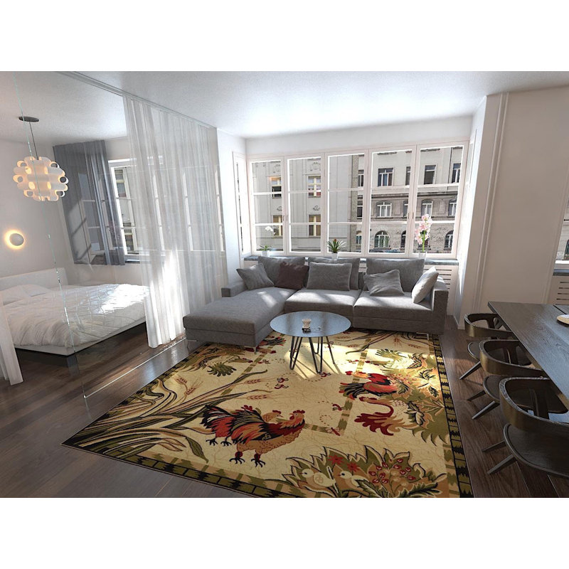 Tapis à motif abstrait crème Capps, Rectangle 7 pi x 10 pi
