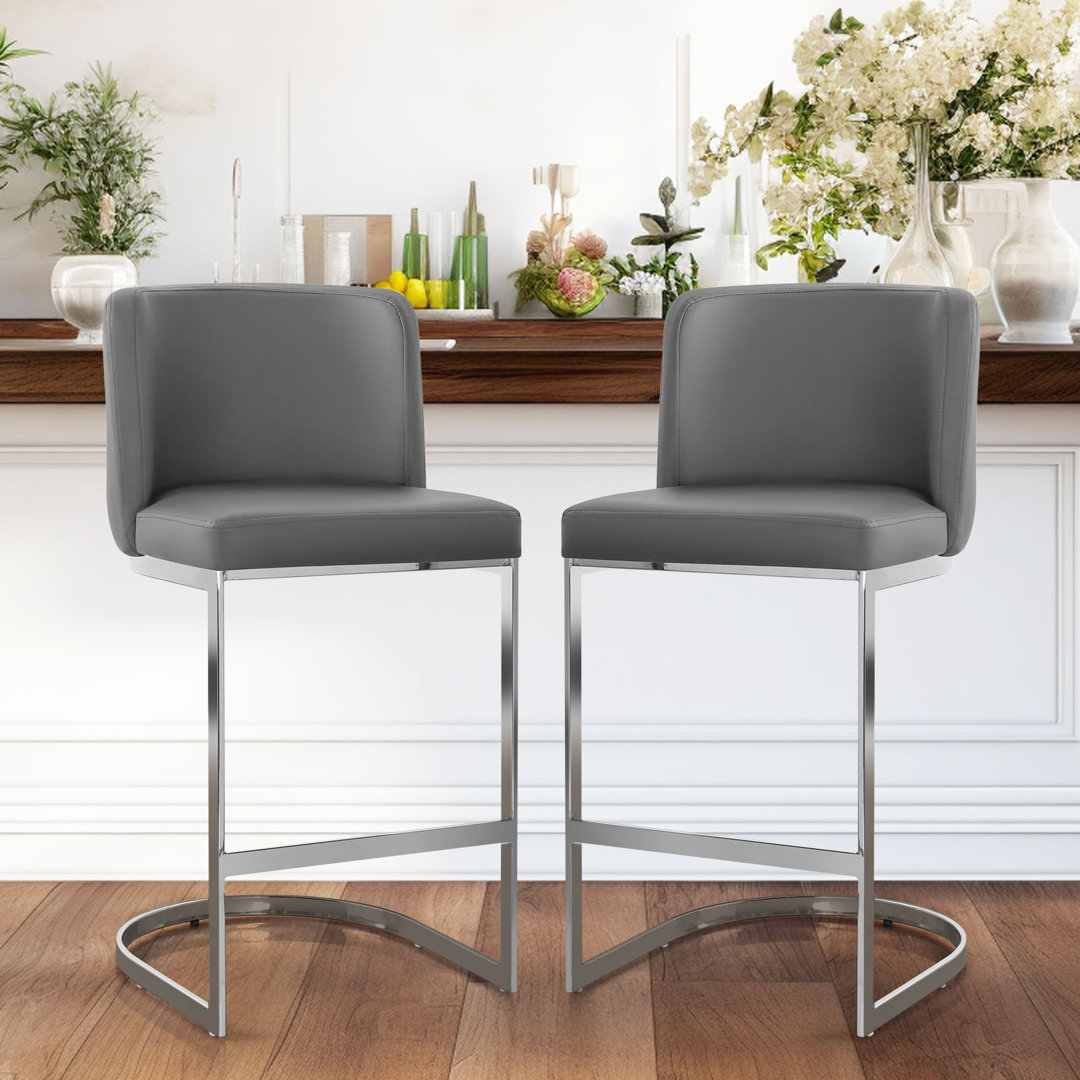 Bittencourt 26'' Upholstered Counter Stool (Set of 2) Brayden Studio® 