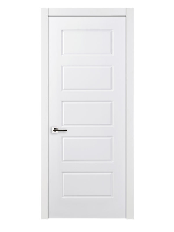 Porte intérieure traditionnelle stratifiée blanche à 5 panneaux avec ouverture à gauche et à droite, 17,75 po x 80 po, Droite