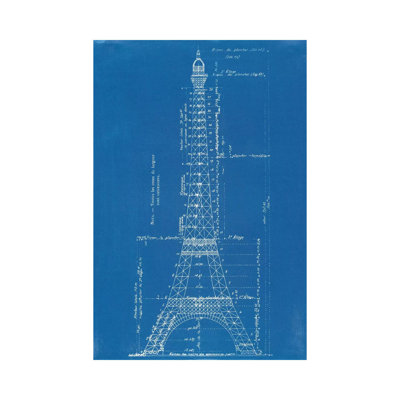 Eiffel Tower Blueprint - Wrapped Canvas Print