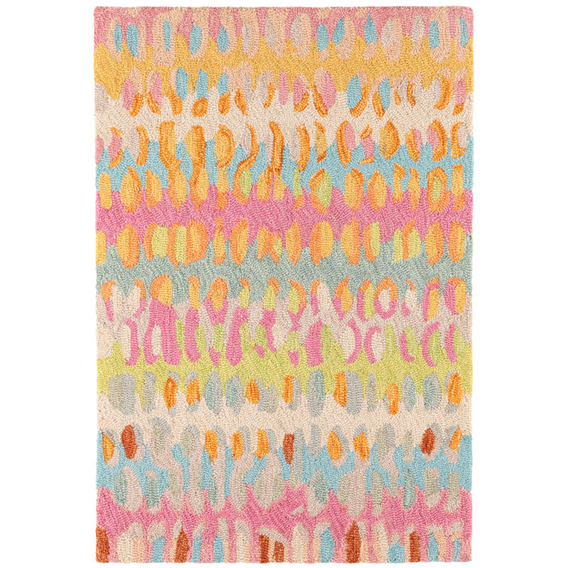 Tapis en laine crocheté à la main Paint Chip Confetti, Rectangle 10 pi x 14 pi