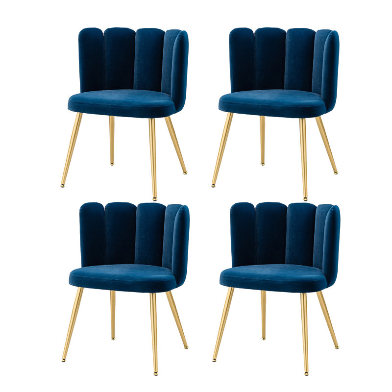 Yorba Upholstered Side Chair, Navy Velvet