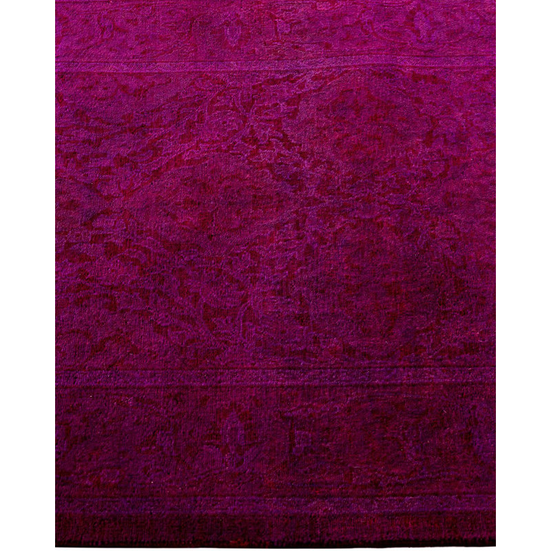 Tapis de couloir unique noué à la main Fine Vibrance - rose, 2 pi 7 po x 11 pi 9 po