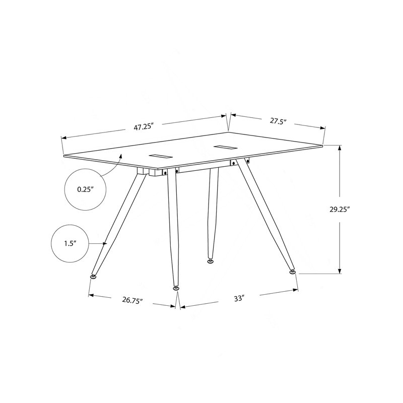 Bureau d'ordinateur moderne en verre trempé avec structure en métal robuste pour les espaces de travail compacts.