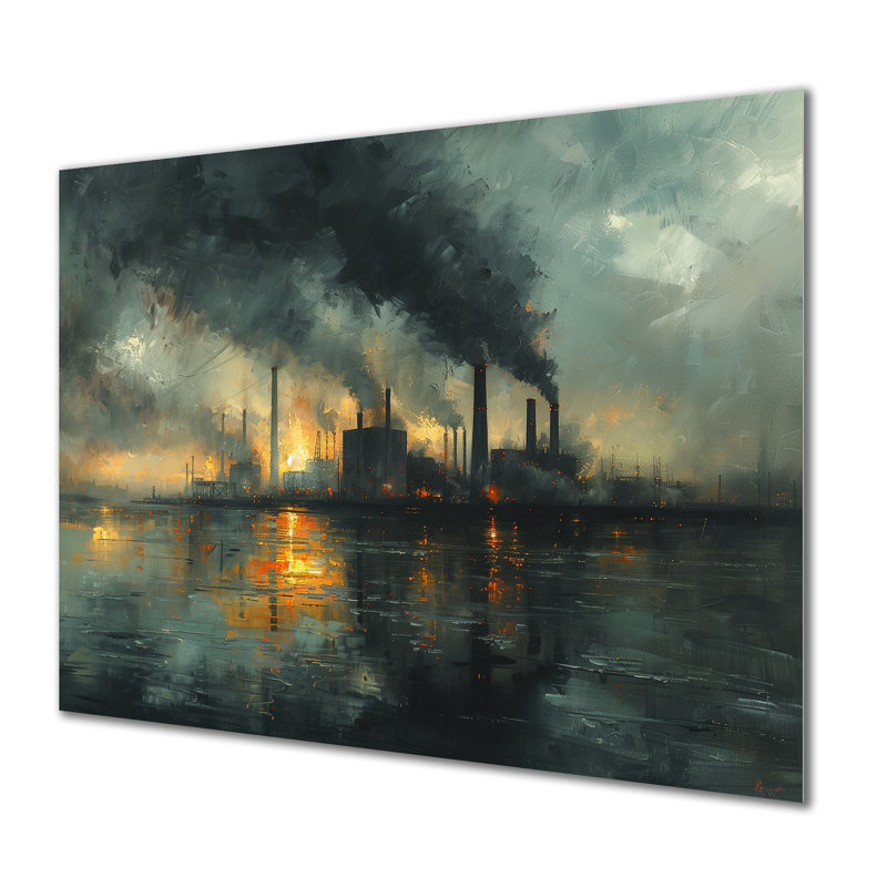 Reproduction d'art mural gris et charbon II - centrale électrique, Métal métal, H 12 po x l 20 po x P 1 po