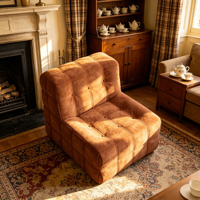 Luxury Velvet Waffle Couch, Deep Seat Compact Sofa With Compression Technology, Burnt Orange Tufted Sofa For Living Room