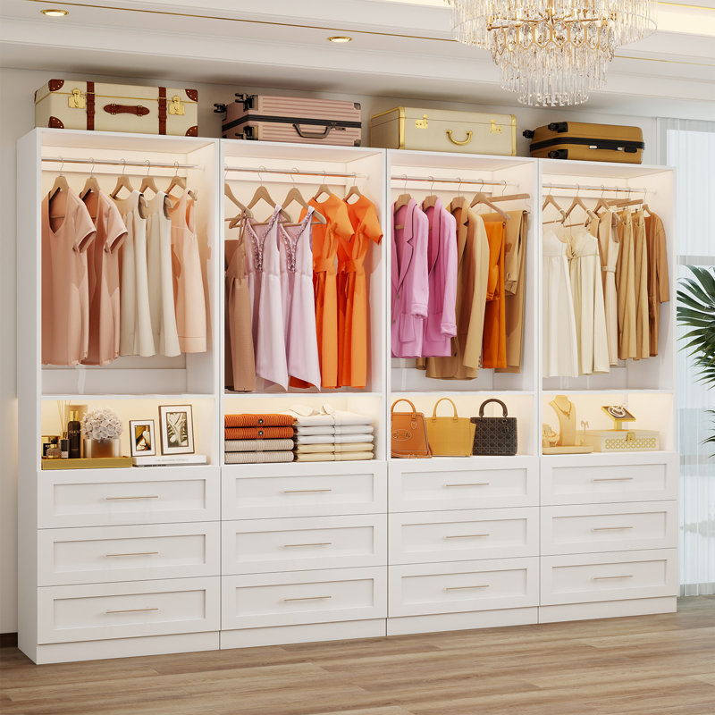 8-21FT Closet system with 12 drawers, 4 shelves and 8 hanging rods