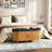Entryway Bench With Shoe Storage Fluted Shoe Storage Sliding Door And Adjustable Shelf With Cushion,2-tier Shoe Rack Cabinet For Entryway, Bedroom, Living Room-1879542096