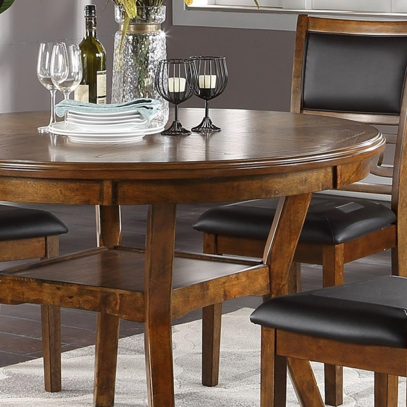 Table ronde en bois d'hévéa, Noyer
