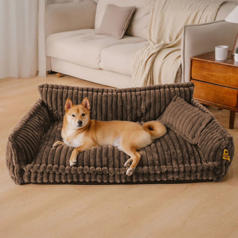  Canapé-lit lavable moelleux pour chien, brun, taille 2xl, Brun