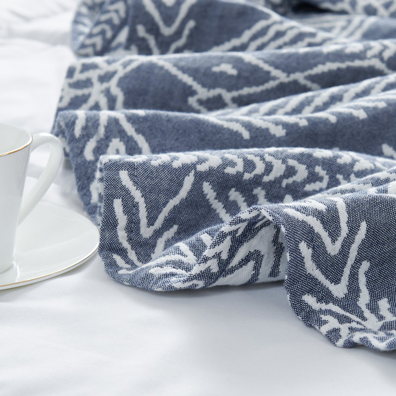 Jacquard Throw Blanket, Blue