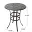 Table de bar traditionnelle en fonte d'aluminium avec plateau en bronze foncé, antirouille, trou de parasol central, motif et couleur élégants de 37,84 po x 41,93 po, support au milieu, l 37 po de largeur et 41,5 po de hauteur