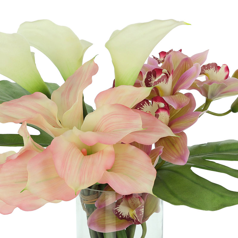 Tropical Arrangement with Calla Lilies, Orchids and Protea