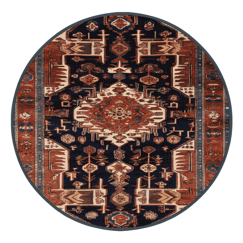 Tapis brun lavable à la machine, Rond 8 pi