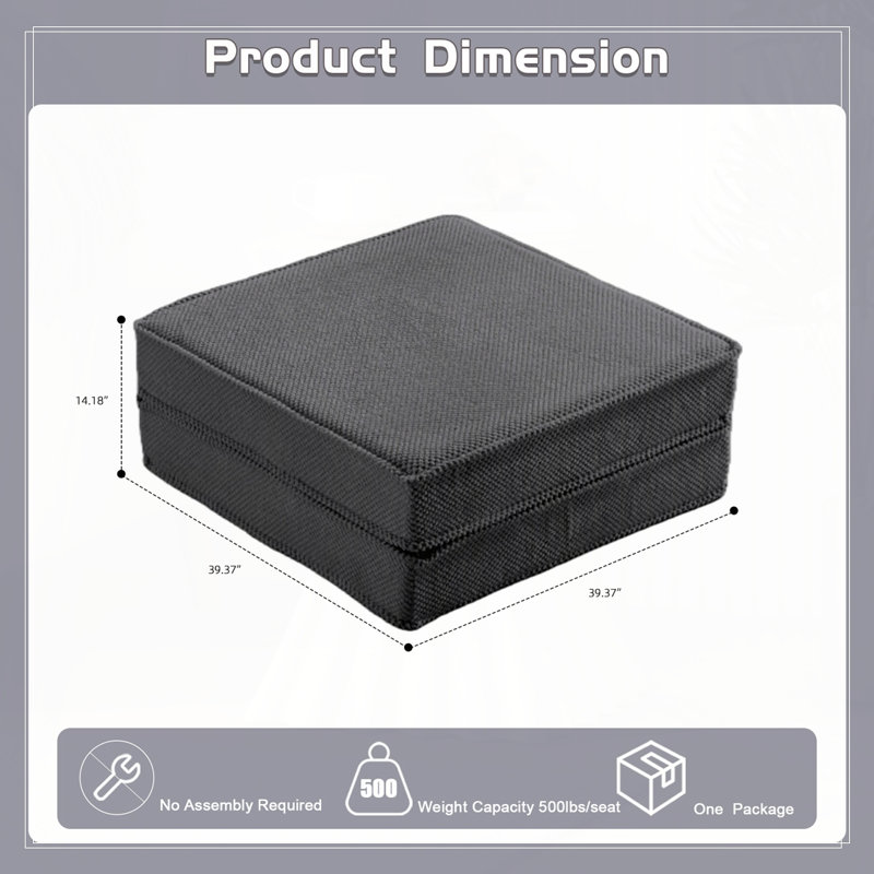Circle Fleece Fabric,1 Ottoman, Dark Gray