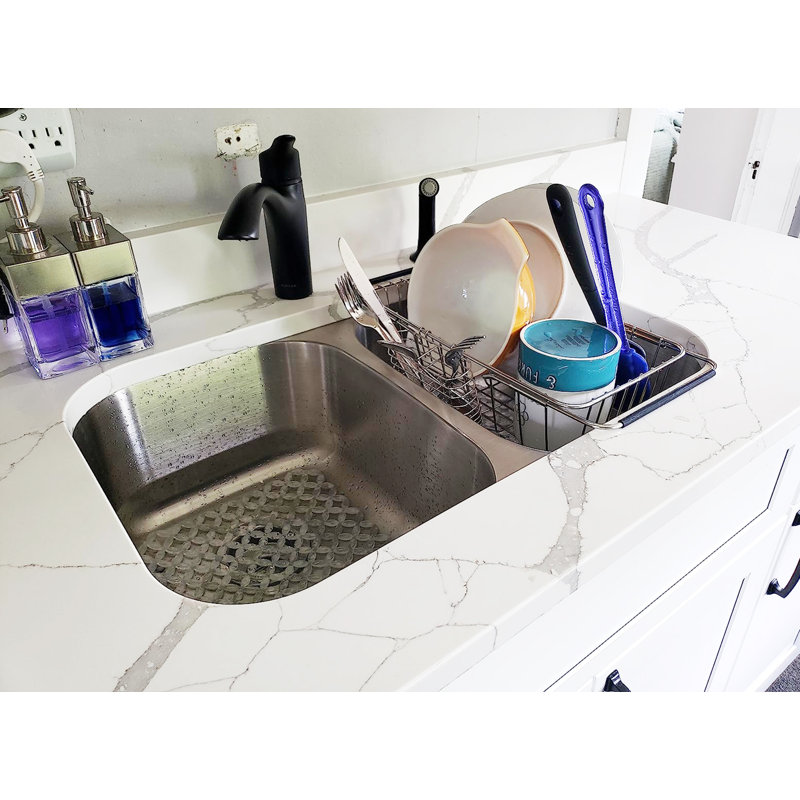 Égouttoir à vaisselle extensible en acier inoxydable 304 avec support à couverts amovible multi-positions pour égouttoir à vaisselle encastré pour cuisine