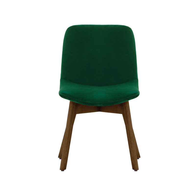 Jada 48cm H Velvet Upholstered Side Chair, Dark Green, Dark Oak