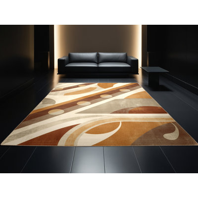 Tapis abstrait moderne brun et beige lavable à la machine pour véhicules et véhicules de transport