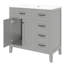 Meuble-lavabo de 36 po avec lavabo en céramique, armoire grise, structure en bois massif, fabrication et grands tiroirs pour les pièces de rangement,-850098040