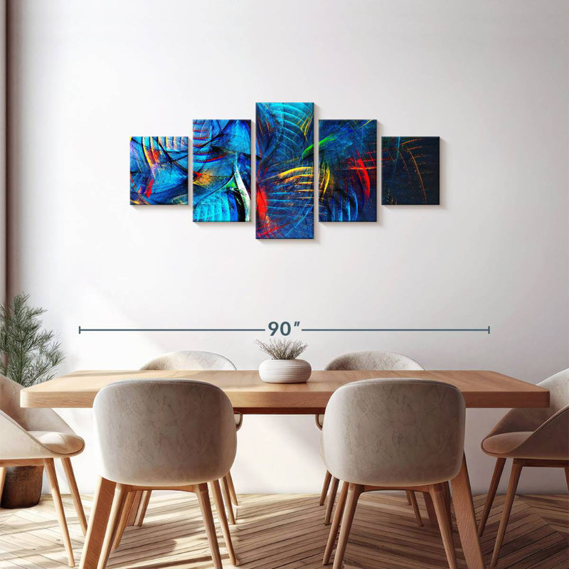 Goggins azur en grilles fractales, H 30 po x l 68 po