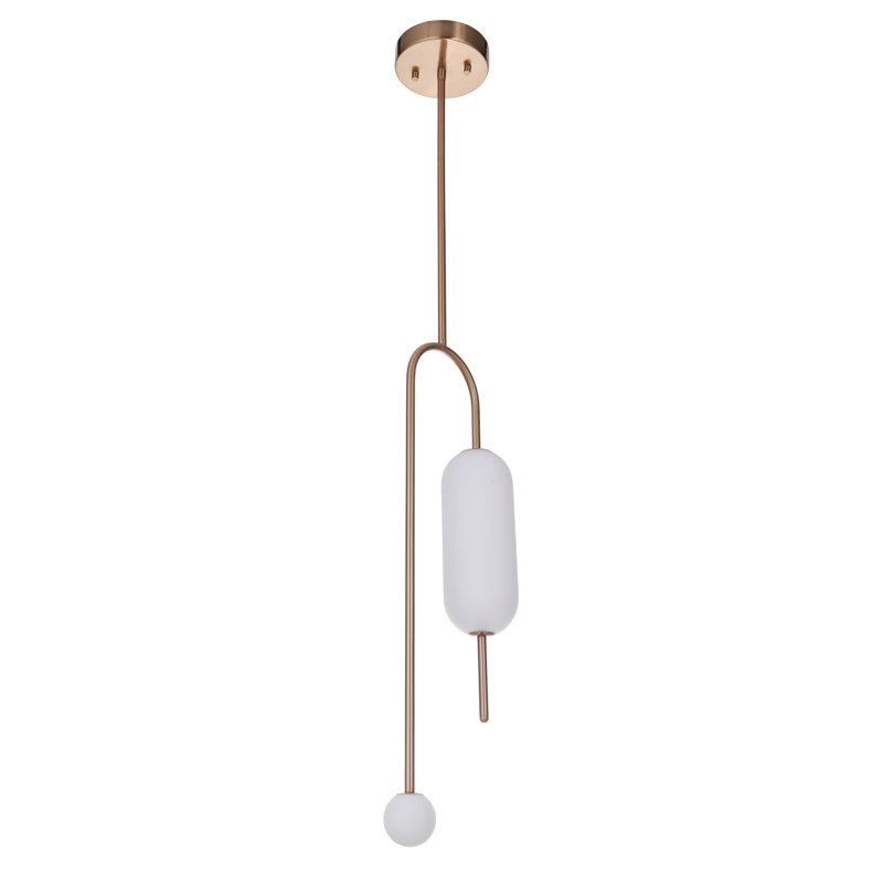 Luminaire suspendu unique à 1 lumière Poulos, Laiton satiné