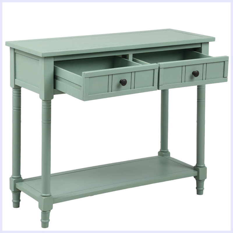 Daisy Series Console Table,Hallway table,Hoyer table with Two Drawers And Bottom Shelf Acacia Mangium, Retro Blue