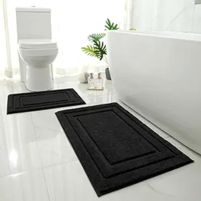 Bathroom Rugs Sets 2 Piece, Super Soft And Absorbent Non Slip Microfiber Machine Washable Bath Mat Set