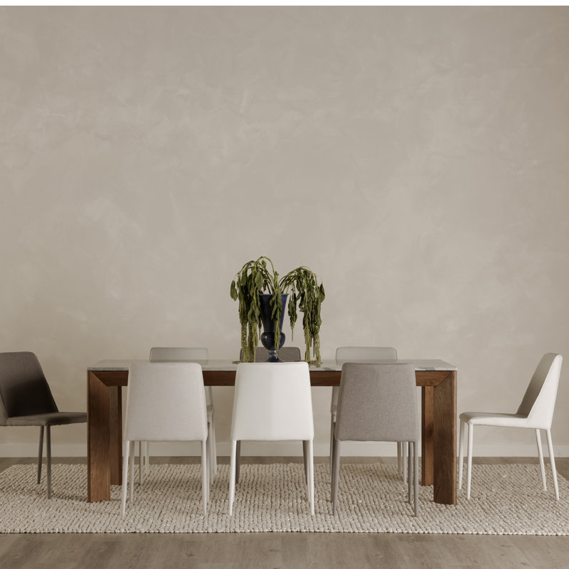 NORA PU DINING CHAIR WHITE-SET OF TWO, White Pebbled Faux Leather