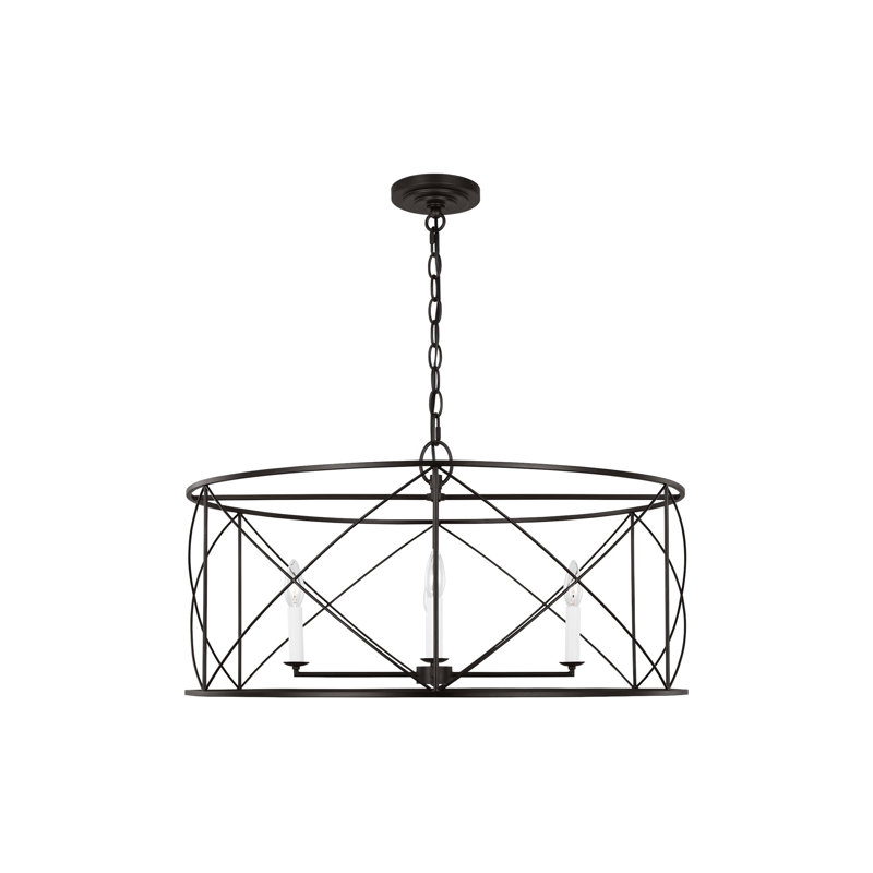 Merilou 4 - Light Dimmable Lantern Square / Rectangle Chandelier, 15.5" H x 30" W x 30" D, Aged Iron