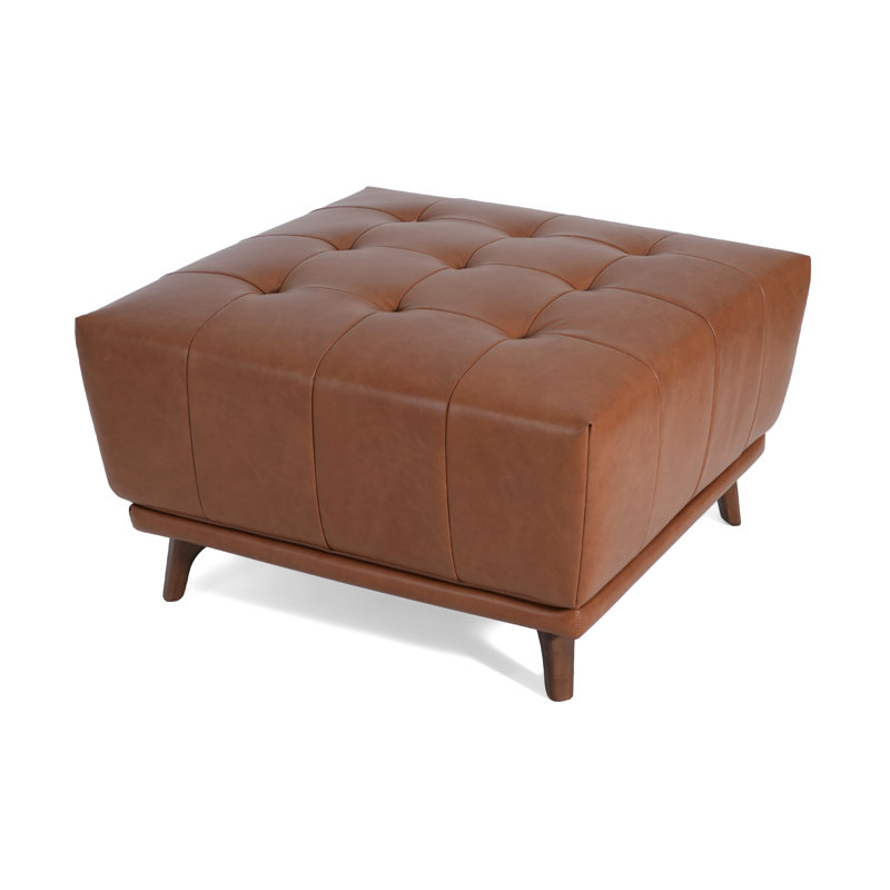 Cutts Tufted Ottoman With Rubberwood Legs