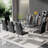 Modern 71in Glass Dining Table Set with Luxury Faux Leather Dining Chairs-114316168-114316165-115627111