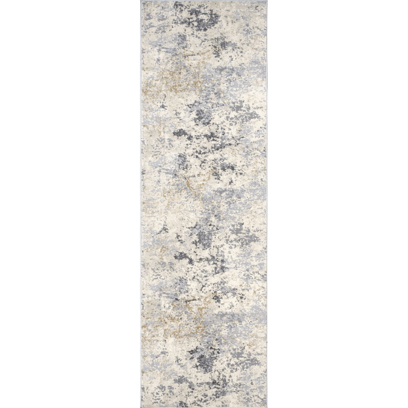 Tapis beige moderne tissé à la machine, Tapis de couloir 2 pi x 8 pi