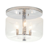 Rampart 3 Light Hammered Detail Flush Mount In Chrome