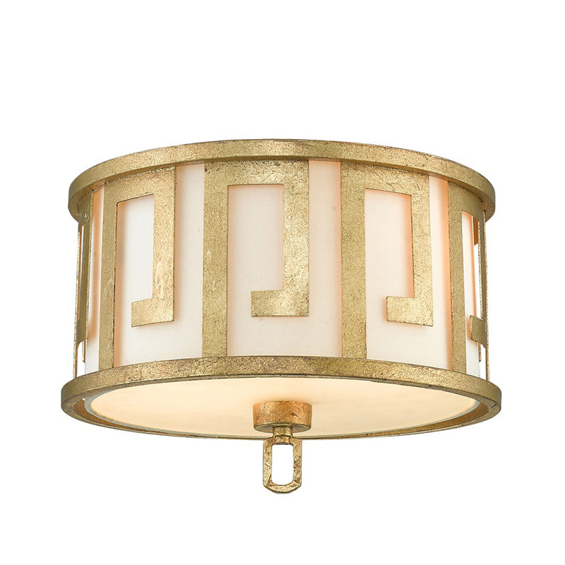 2 - Light 15'' Flush Mount, Antique Gold