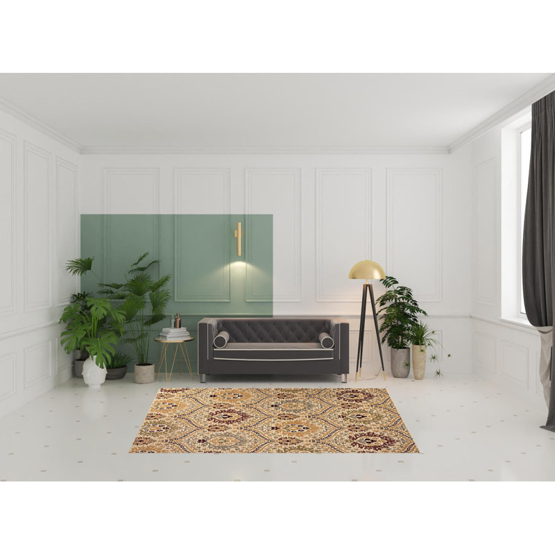 Damask Indoor Rug, Rectangle 6' x 9'