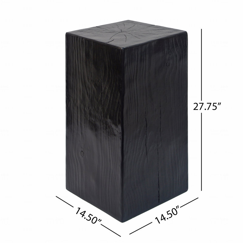 1-Piece Modern Square Column Wood Grain Side End Table, Black