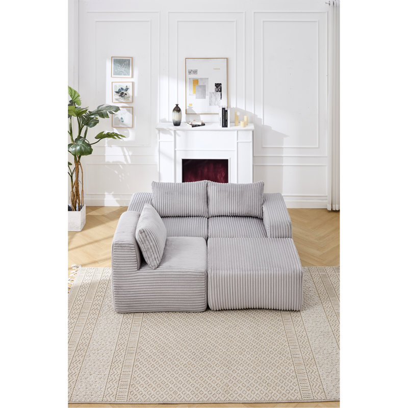 Canapé modulaire Modern, Coduroy gris clair