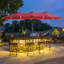Parasol de marché pour terrasse simple rectangulaire double face 15x9pi avec lumière et base - Bourgogne-526572409