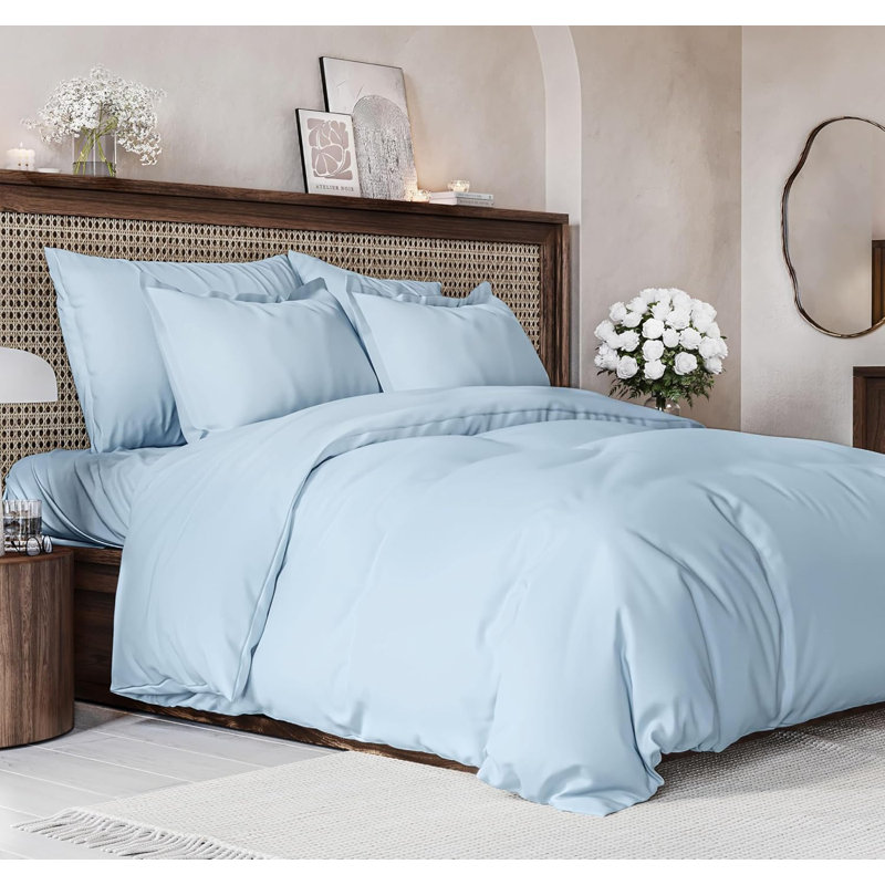 Ensemble de housse de couette 3 pièces de qualité supérieure - Housse d'édredon douce et rafraîchissante de qualité hôtelière avec fermeture à glissière et taies d'oreiller assorties