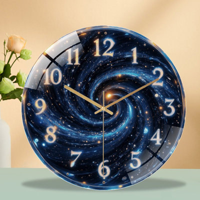 Horloge murale en forme de galaxie - Horloge murale moderne en verre 12 po