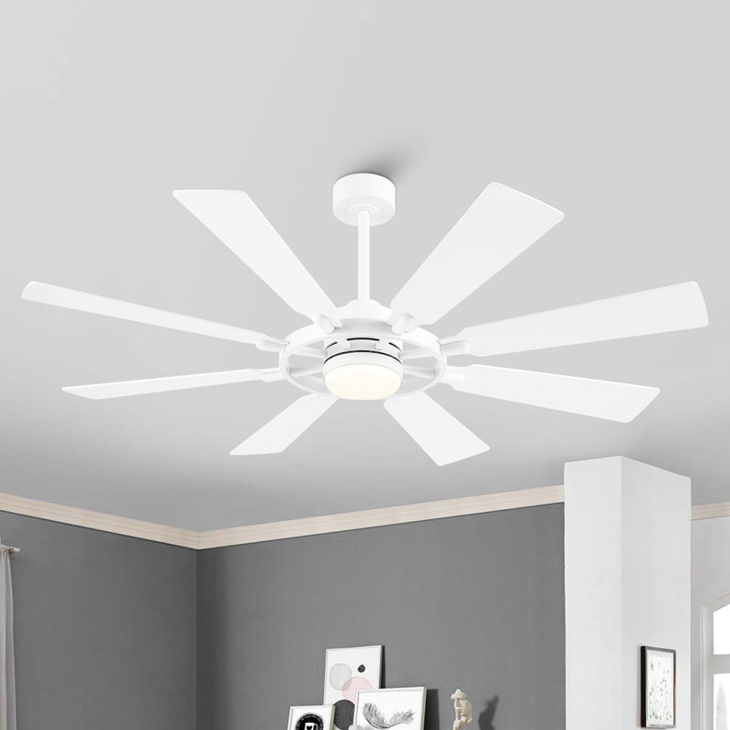 Antoinesha Ceiling Fan with LED Lights, White, 60", White